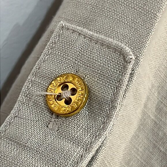 Ellen Tracy Cream Roll Tab Sleeve Linen Tunic Size Small - Picture 15 of 16